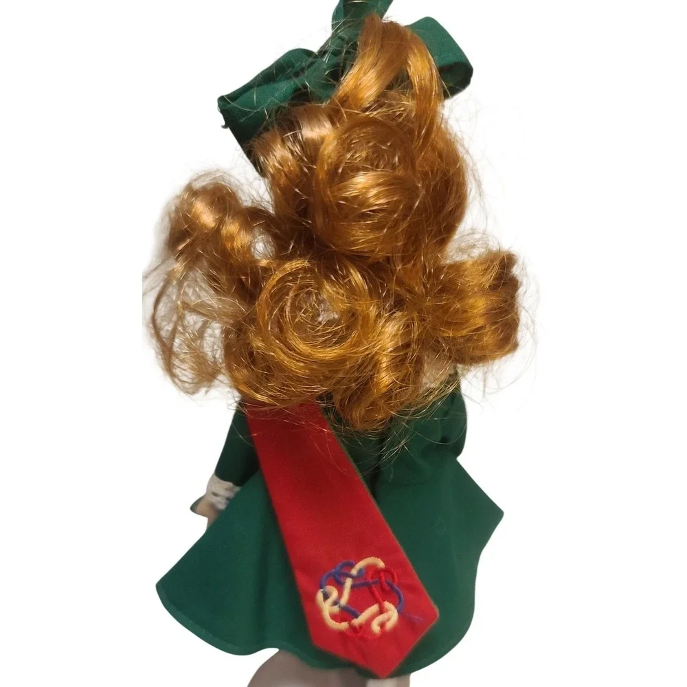 Vintage 90's Porcelain Irish Dancer Doll Red Hair Green Celtic Embroidered Dress